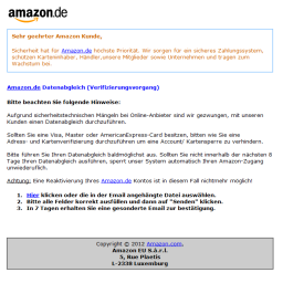 Amazon Datenabgleich - Phishing E-Mail - ACHTUNG