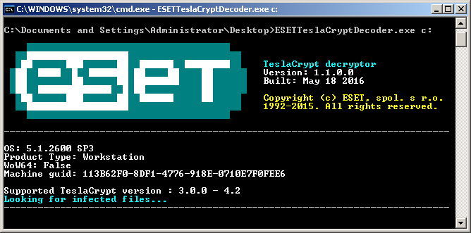 Eset TeslaCrypt Virenentfernung